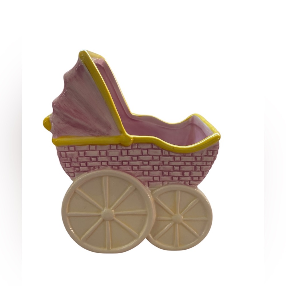 Vintage-Style Ceramic Baby Carriage Planter / Trinket Dish